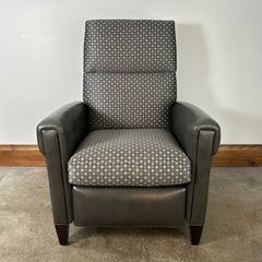 Hancock and Moore Recliner, Combination of Leather and Fabric Upholstery