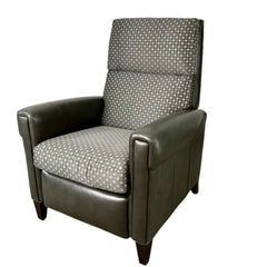 Hancock and Moore Recliner, Combination of Leather and Fabric Upholstery
