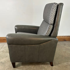 Hancock and Moore Recliner, Combination of Leather and Fabric Upholstery
