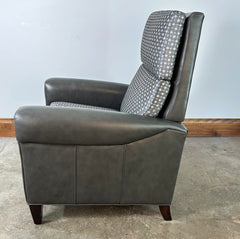 Hancock and Moore Recliner, Combination of Leather and Fabric Upholstery