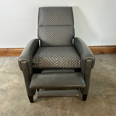Hancock and Moore Recliner, Combination of Leather and Fabric Upholstery