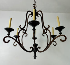 Chandelier, Oxidized Metal, Six Arm, Black Candle Cups, Sku: 021721