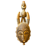 Yaruba Fertility Mask, Hand Carved Wood, Primitive