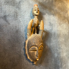 Yaruba Fertility Mask, Hand Carved Wood, Primitive