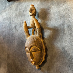 Yaruba Fertility Mask, Hand Carved Wood, Primitive