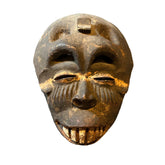 Primitive African Tribal Mask, Big Teeth, Wood Hand Carved