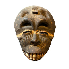 Primitive African Tribal Mask, Big Teeth, Wood Hand Carved