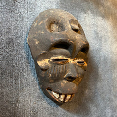 Primitive African Tribal Mask, Big Teeth, Wood Hand Carved