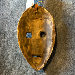 West African Mask, Wood, Brass, Hand Carved, Tribal
