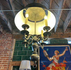Visual Comfort 4 arm French Bouillotte Chandelier with metal shade
