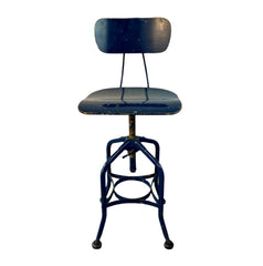 Drafting Stool, Bentwood, Blue, Vintage