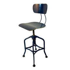 Drafting Stool, Bentwood, Blue, Vintage