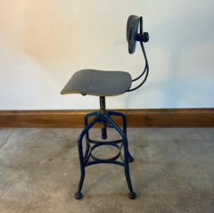 Drafting Stool, Bentwood, Blue, Vintage