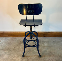 Drafting Stool, Bentwood, Blue, Vintage