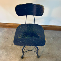 Drafting Stool, Bentwood, Blue, Vintage