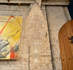 Schonbek 12 Tier Torpedo Shaped Crystal Chandelier, Tall, Vintage, sku: 032838