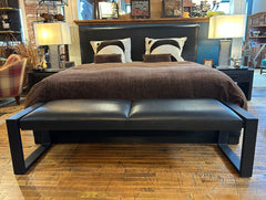 Black Leather Bench, Chrome Detail, sku: 032753