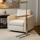 Floor Lamp in Chrome & Leather with Serving Tray, sku: 032804