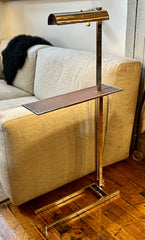 Floor Lamp in Chrome & Leather with Serving Tray, sku: 032804