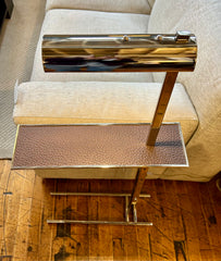 Floor Lamp in Chrome & Leather with Serving Tray, sku: 032804