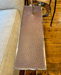 Floor Lamp in Chrome & Leather with Serving Tray, sku: 032804