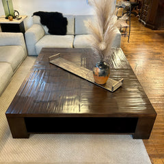 Bamboo Coffee Table, Extra Large, Square, Dark Stained, Sku: 032795