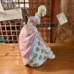 Goldscheider Figurine Young Lady in Pink Dress, Ceramic, Antique, sku: 032834