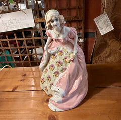 Goldscheider Figurine Young Lady in Pink Dress, Ceramic, Antique, sku: 032834