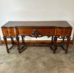 Excel Mfg. Co. Antique Sideboard Buffet, Three Drawers, Elaborate Detail, Sku: 032843