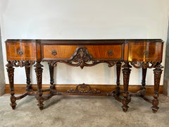 Excel Mfg. Co. Antique Sideboard Buffet, Three Drawers, Elaborate Detail, Sku: 032843