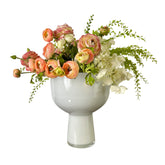 Silk Arrangement, Ranunculus and Hydrangea in Milk Glass Vase, sku: 032847