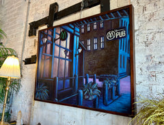 Jeremy Vlican, M's Pub Nocturne Painting, Oil Canvas, sku: 032841