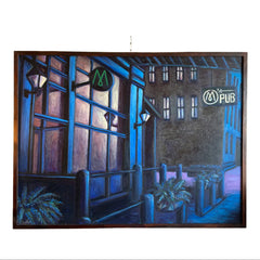 Jeremy Vlican, M's Pub Nocturne Painting, Oil Canvas, sku: 032841