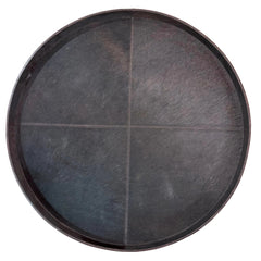 Montgomery Round Cow Hide Wood Decorative Tray