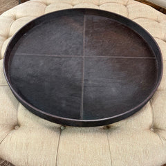 Montgomery Round Cow Hide Wood Decorative Tray