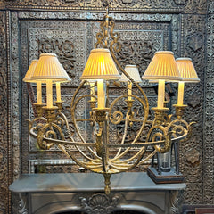 Maitland Smith Chandelier, Nine Arms, Brass, Gun Metal Iron, Ornate, sku: 032877