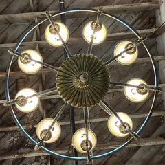 Maitland Smith Chandelier, Nine Arms, Brass, Gun Metal Iron, Ornate, sku: 032877