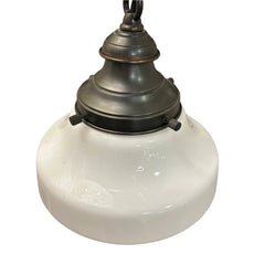 BZ / Visual Comfort Milk Glass School House Pendant, Pewter, sku: 032880