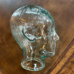 Vintage Green Glass Male Head Object, sku: 032830