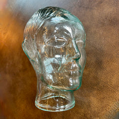 Vintage Green Glass Male Head Object, sku: 032830