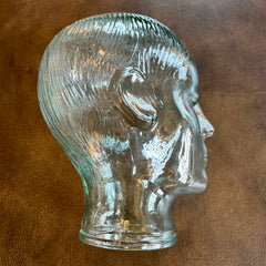 Vintage Green Glass Male Head Object, sku: 032830