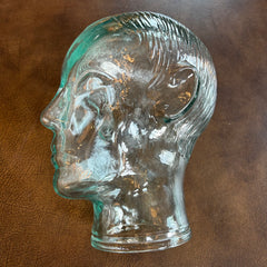 Vintage Green Glass Male Head Object, sku: 032830