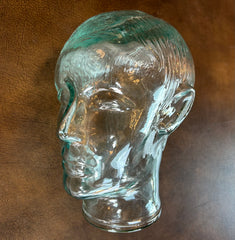 Vintage Green Glass Male Head Object, sku: 032830