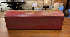 Hand Painted Asian Style Box, Red, Arched Top, Hand Painted Detail, Leather, sku: 032888