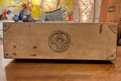 Hand Painted Asian Style Box, Red, Arched Top, Hand Painted Detail, Leather, sku: 032888