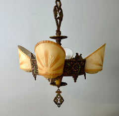 Beardslee Williamson & Co. Polychrome Art Deco Slip Shade Chandelier, sku: 032871