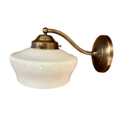 Rejuvenation Milk Glass Schoolhouse Wall Sconce Light, Brushed Brass, sku: 032902