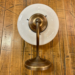 Rejuvenation Milk Glass Schoolhouse Wall Sconce Light, Brushed Brass, sku: 032902