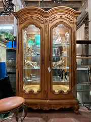 Large Curio Cabinet, Mirror Back, Glass Shelves, Interior Lighting