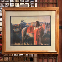 Wall Art, Artist Unknown, Framed Print, Native American and Horse, sku: 032907